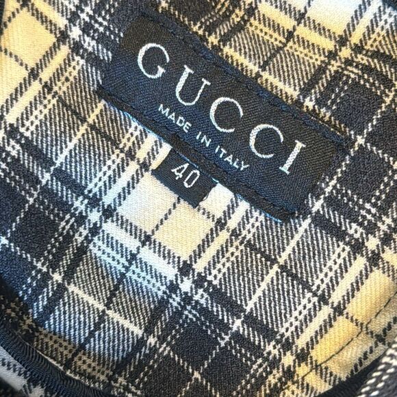 Vtg Gucci 90s runway plaid jodhpurs recycled into a snap button skirt size 30 - Picture 13 of 16